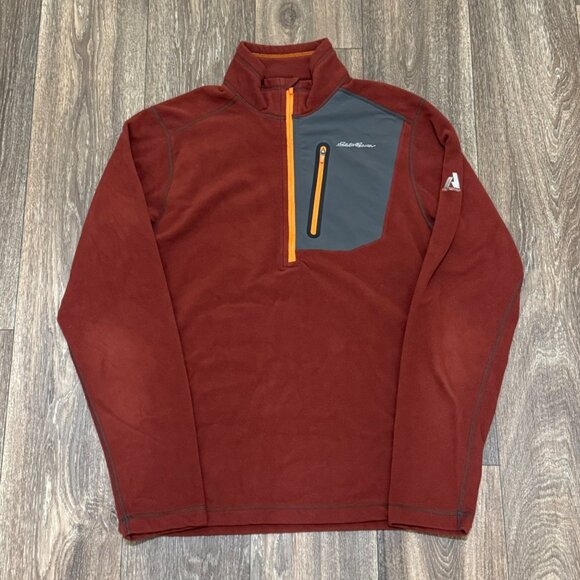 Eddie Bauer First Ascent Jacket Men's Small Red 1/4 Zip Fleece Hiking Gorpcore - Picture 1 of 11